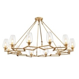 Modern Contemporary 12 Light Steel Pendellampa Med Glasskärm