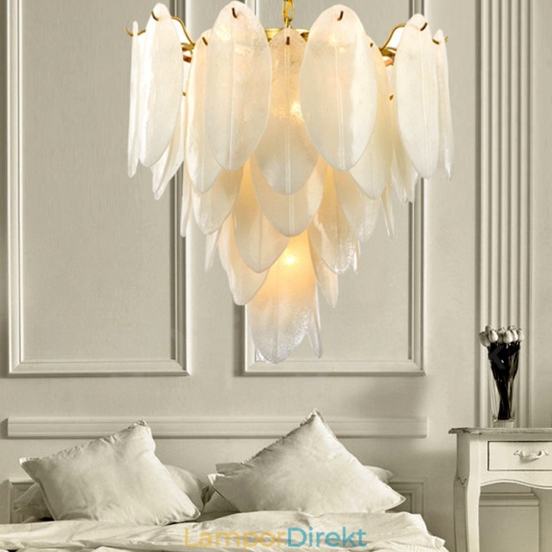 Modern Contemporary 6 Light Steel Pendellampa Med Glasskärm