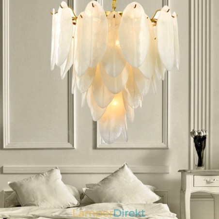 Modern Contemporary 6 Light Steel Pendellampa Med Glasskärm Modern Contemporary 6 Light Steel Pendellampa Med Glasskärm