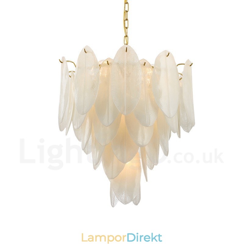 Modern Contemporary 6 Light Steel Pendellampa Med Glasskärm