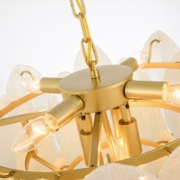 Modern Contemporary 6 Light Steel Pendellampa Med Glasskärm