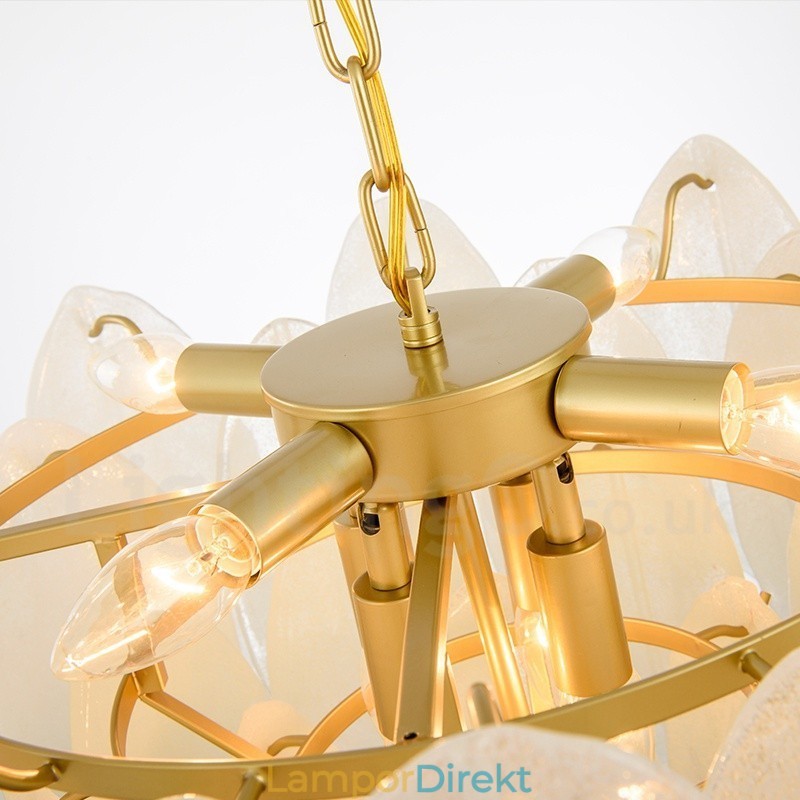 Modern Contemporary 6 Light Steel Pendellampa Med Glasskärm