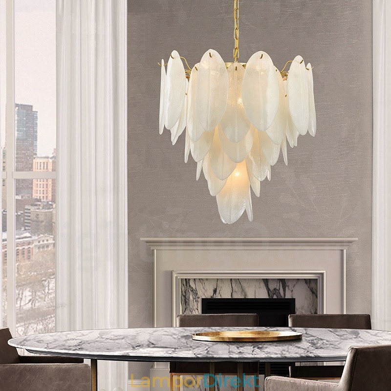 Modern Contemporary 6 Light Steel Pendellampa Med Glasskärm