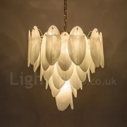 Modern Contemporary 6 Light Steel Pendellampa Med Glasskärm