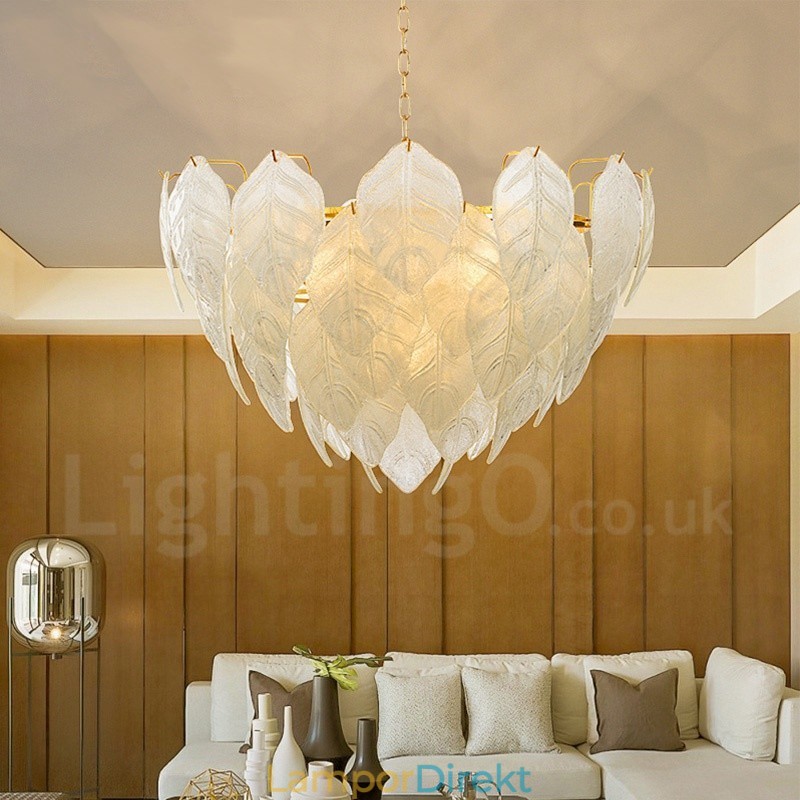 Modern Contemporary 4 Light Steel Pendellampa Med Glasskärm