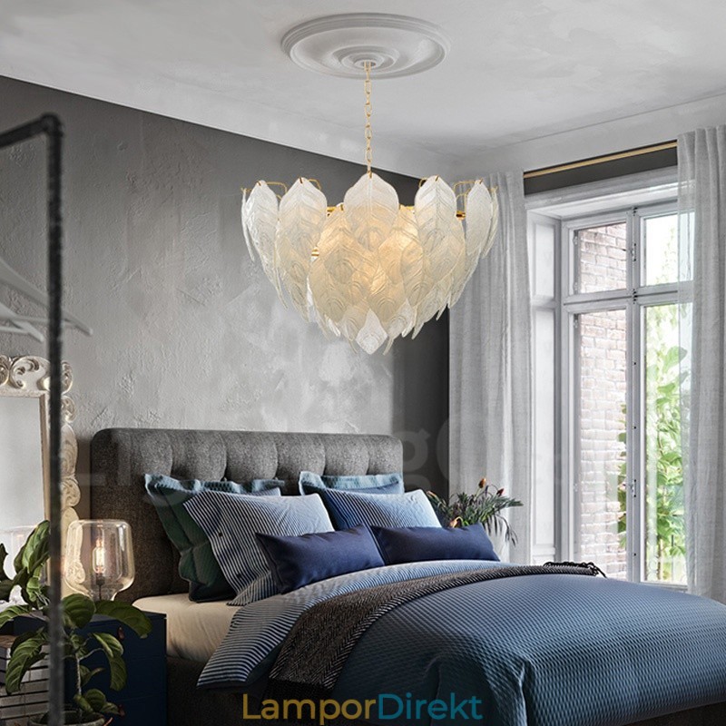 Modern Contemporary 4 Light Steel Pendellampa Med Glasskärm