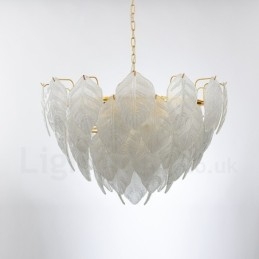 Modern Contemporary 4 Light Steel Pendellampa Med Glasskärm