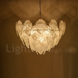 Modern Contemporary 4 Light Steel Pendellampa Med Glasskärm