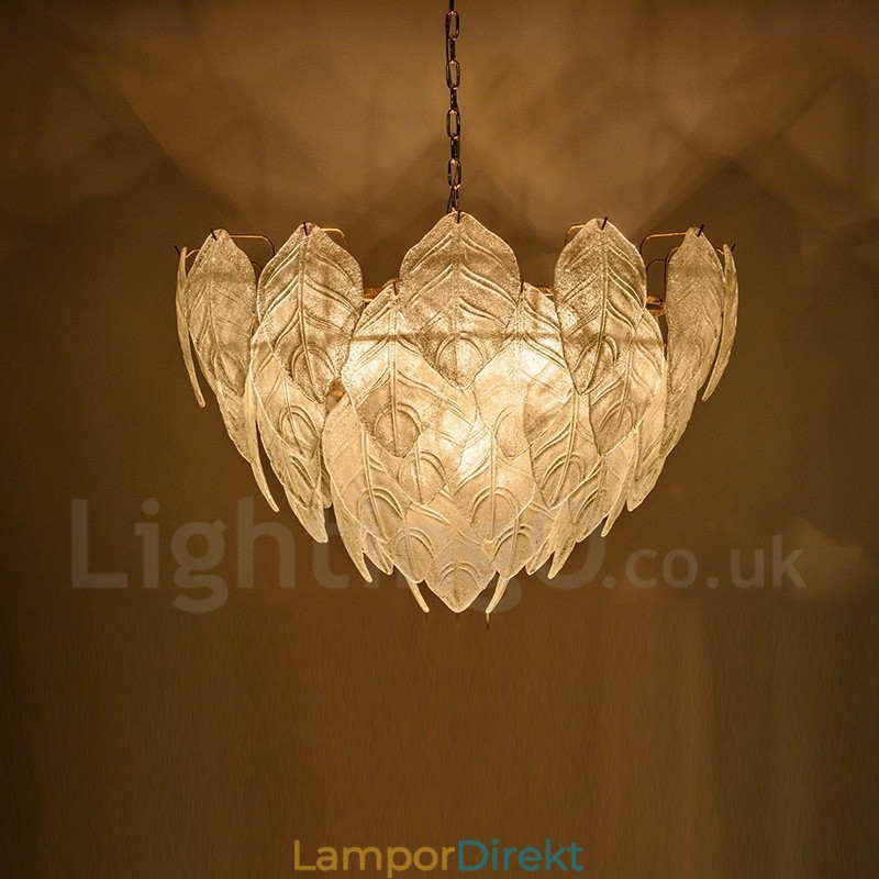 Modern Contemporary 4 Light Steel Pendellampa Med Glasskärm