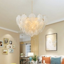 Modern Contemporary 4 Light Steel Pendellampa Med Glasskärm
