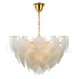 Modern Contemporary 4 Light Steel Pendellampa Med Glasskärm