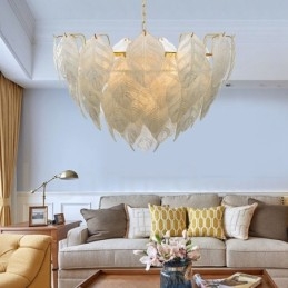 Modern Contemporary 4 Light Steel Pendellampa Med Glasskärm