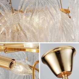 Modern Contemporary 4 Light Steel Pendellampa Med Glasskärm