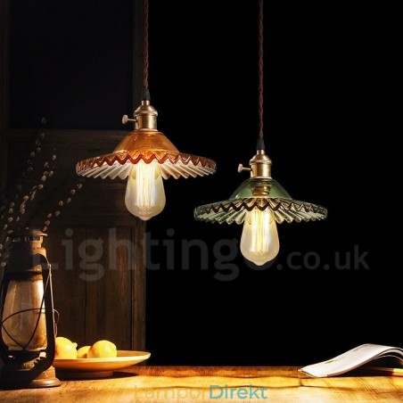 Rustic Lodge Retro 1 Light Steel Pendellampa Med Glasskärm Rustic Lodge Retro 1 Light Steel Pendellampa Med Glasskärm