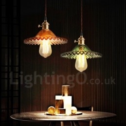 Rustic Lodge Retro 1 Light Steel Pendellampa Med Glasskärm