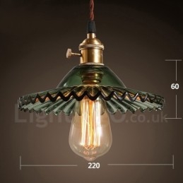 Rustic Lodge Retro 1 Light Steel Pendellampa Med Glasskärm