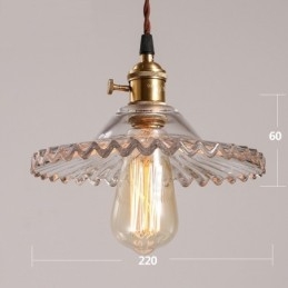 Rustic Lodge Retro 1 Light Steel Pendellampa Med Glasskärm
