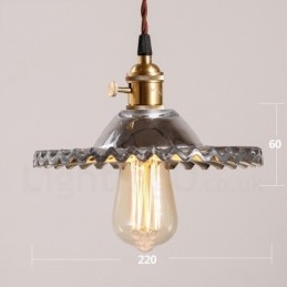 Rustic Lodge Retro 1 Light Steel Pendellampa Med Glasskärm