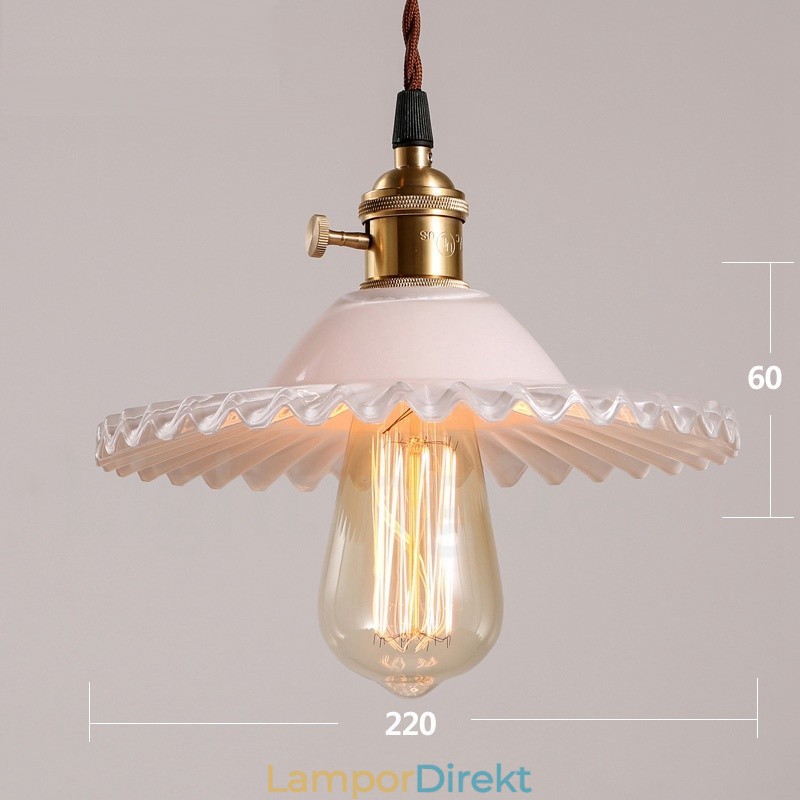 Rustic Lodge Retro 1 Light Steel Pendellampa Med Glasskärm