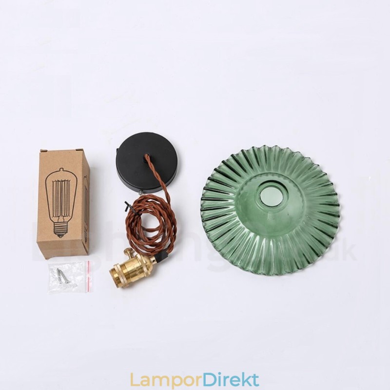 Rustic Lodge Retro 1 Light Steel Pendellampa Med Glasskärm