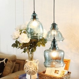 Modern Contemporary 1 Light Steel Pendellampa Med Glasskärm