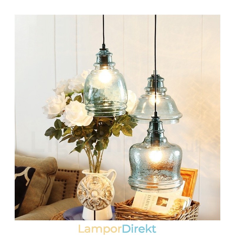 Modern Contemporary 1 Light Steel Pendellampa Med Glasskärm