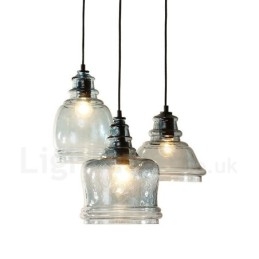 Modern Contemporary 1 Light Steel Pendellampa Med Glasskärm