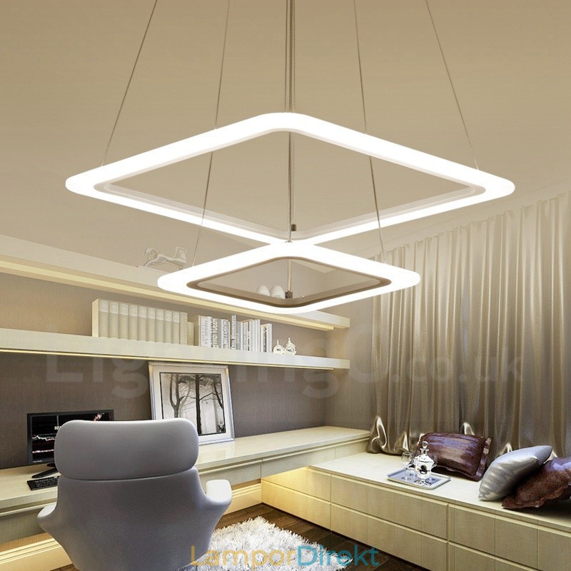 Modern Contemporary 2 Ljus Aluminiumlegering Taklampa Med Akrylskärm