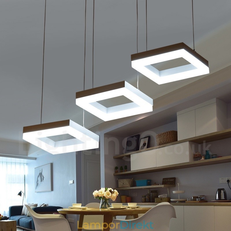 Modern Contemporary 3 Ljus Aluminiumlegering Taklampa Med Akrylskärm
