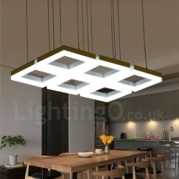 Modern Contemporary 6 Ljus Aluminiumlegering Taklampa Med Akrylskärm