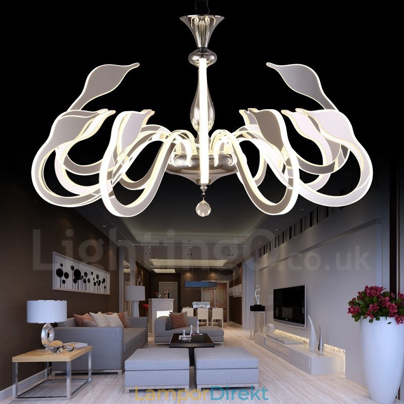 Dimbar Modern Contemporary 12 Ljus Stålkrona Med Akrylskärm