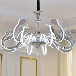Dimbar Modern Contemporary 10 Ljus Stålkrona Med Akrylskärm
