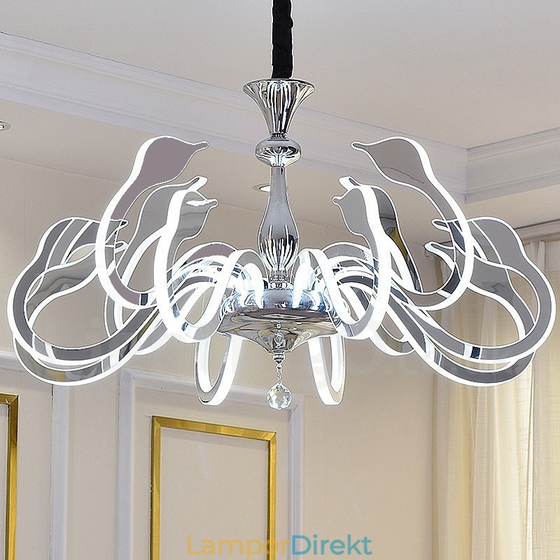 Dimbar Modern Contemporary 10 Ljus Stålkrona Med Akrylskärm