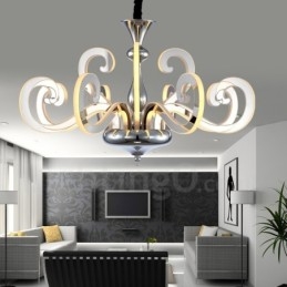 Dimbar Modern Contemporary 12 Ljus Stålkrona Med Akrylskärm