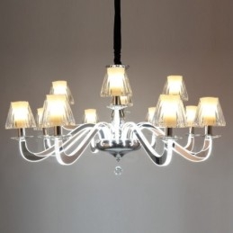 Dimbar Modern Contemporary 12 Ljus Stålkrona Med Glasskärm