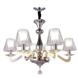Dimbar Modern Contemporary 6 Ljus Stålkrona Med Glasskärm