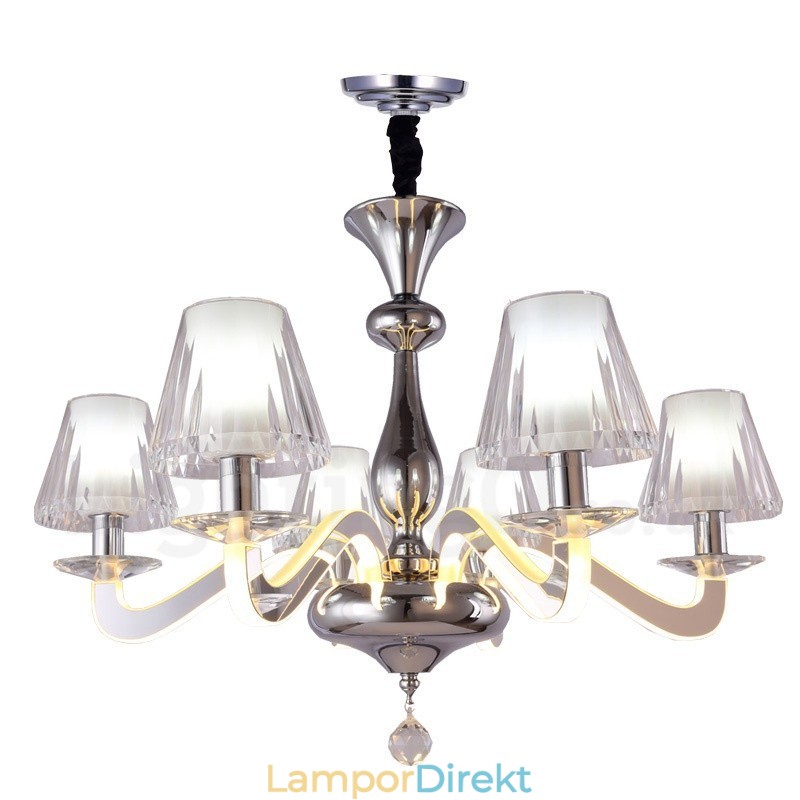 Dimbar Modern Contemporary 6 Ljus Stålkrona Med Glasskärm