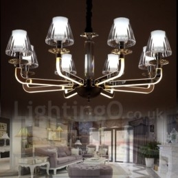 Dimbar Modern Contemporary 8 Ljus Kristallkrona Med Glasskärm