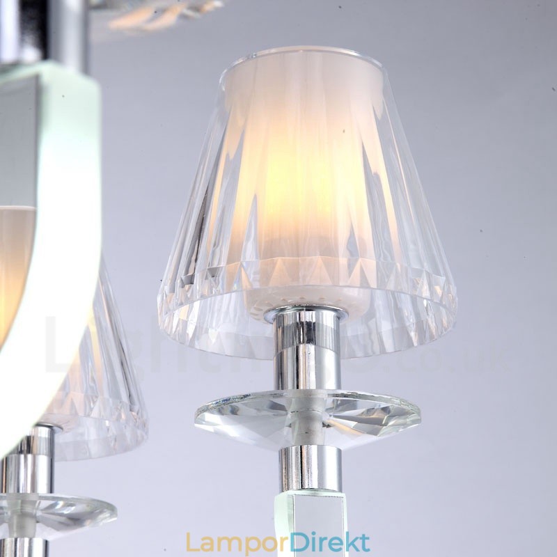 Dimbar Modern Contemporary 12 Ljus Kristallkrona Med Glasskärm