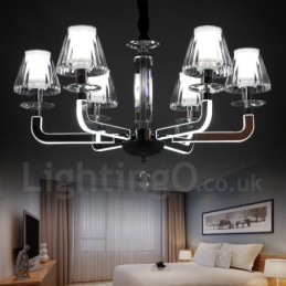 Dimbar Modern Contemporary 6 Ljus Kristallkrona Med Glasskärm