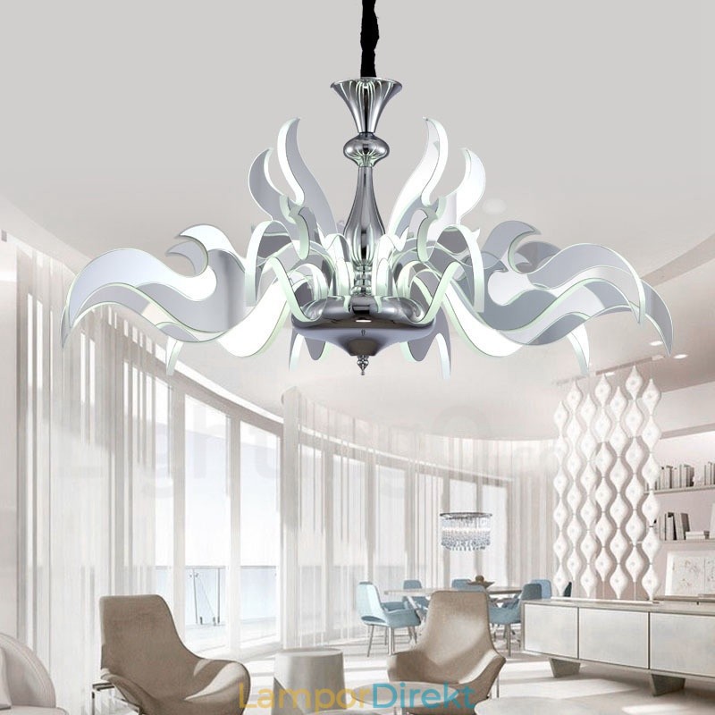Dimbar Modern Contemporary 15 Ljus Stålkrona Med Akrylskärm