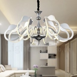 Dimbar Modern Contemporary 12 Ljus Stålkrona Med Akrylskärm