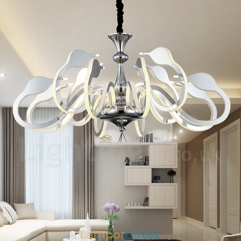 Dimbar Modern Contemporary 12 Ljus Stålkrona Med Akrylskärm