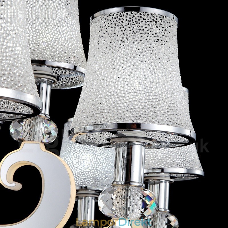Dimbar Modern Contemporary 12 Ljus Stålkrona Med Glasskärm