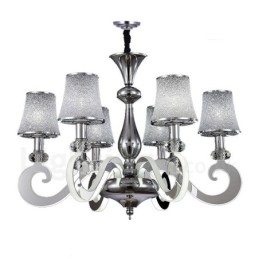Dimbar Modern Contemporary 6 Ljus Stålkrona Med Glasskärm