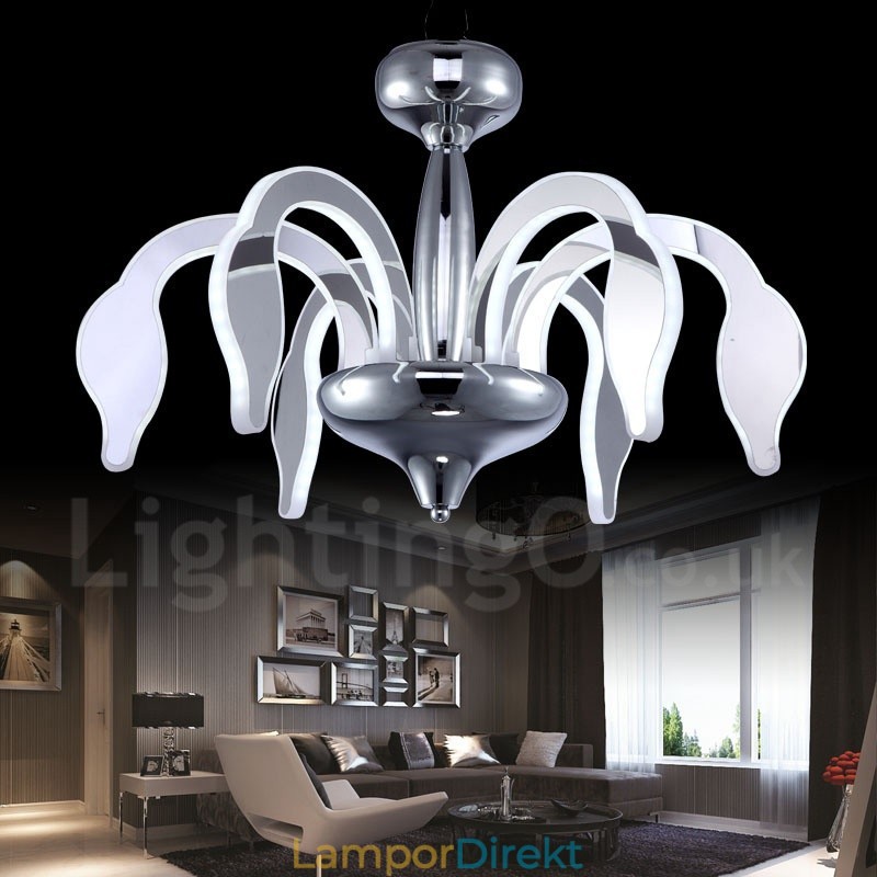 Dimbar Modern Contemporary 6 Ljus Stålkrona Med Akrylskärm