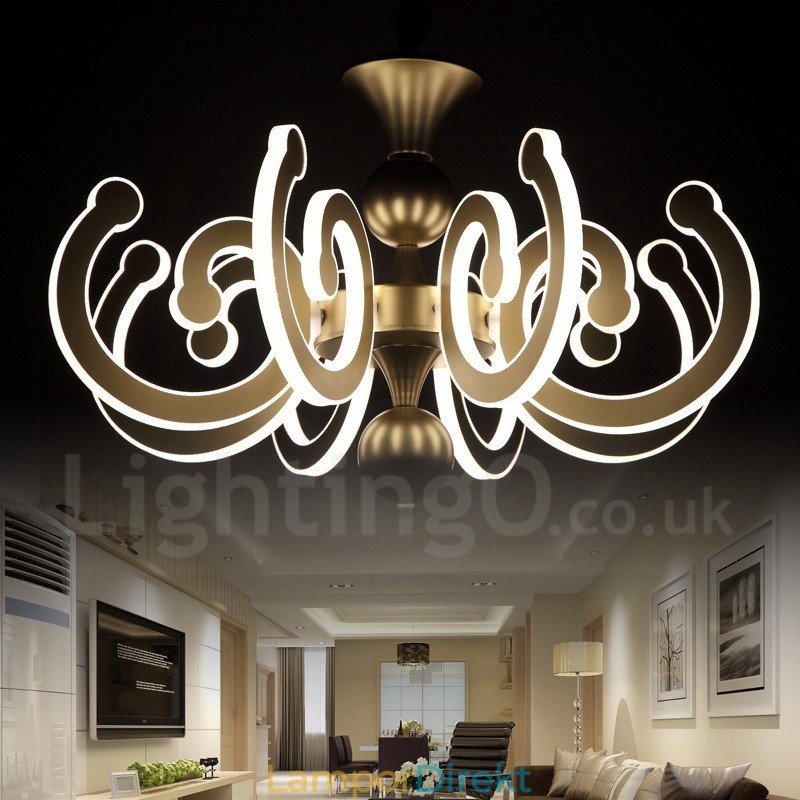 Dimbar Modern Contemporary 8 Ljus Stålkrona Med Akrylskärm