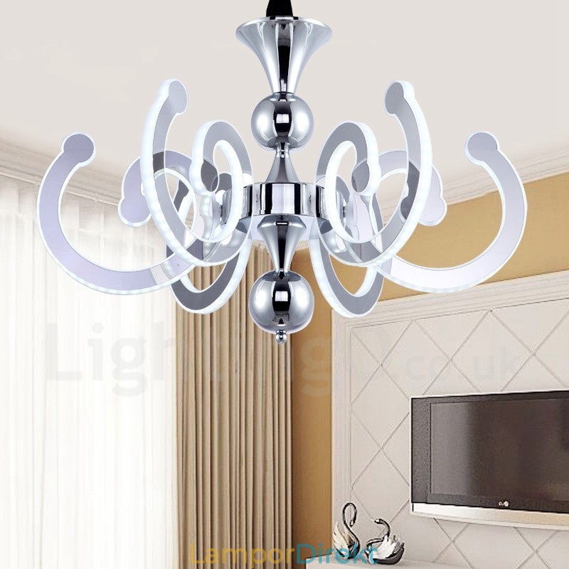 Dimbar Modern Contemporary 8 Ljus Stålkrona Med Akrylskärm