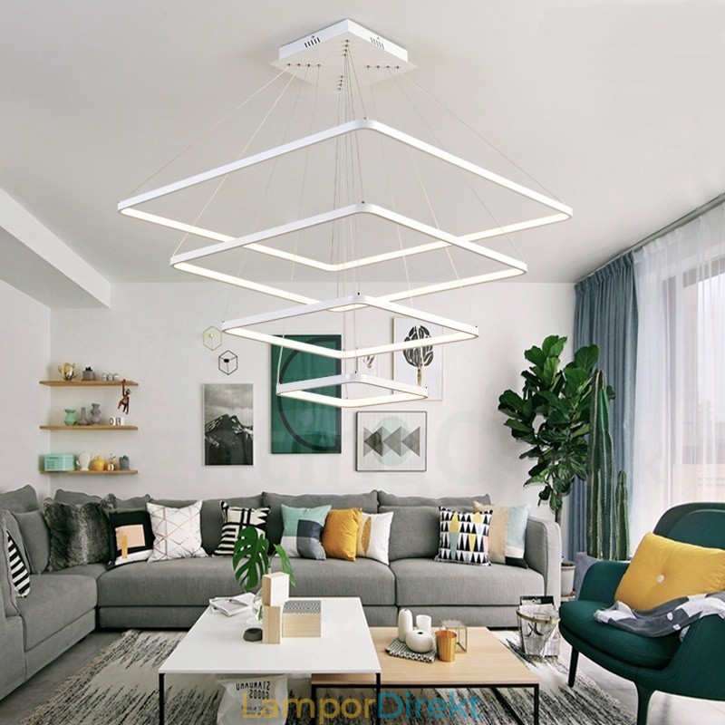 Modern Contemporary 4 Ljus Aluminiumlegering Taklampa Med Akrylskärm