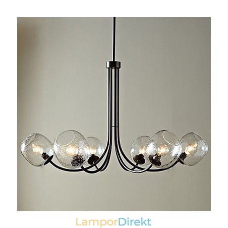Traditionell Ljuskrona Med 6 Lampor Och Skärm I Glas Traditionell Ljuskrona Med 6 Lampor Och Skärm I Glas